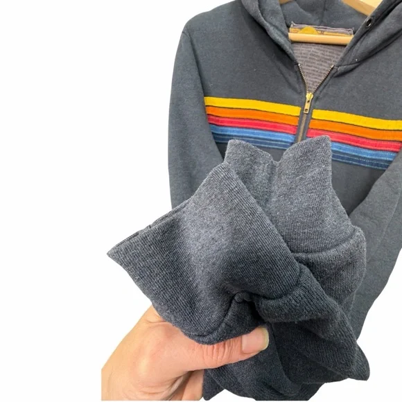 Aviator Nation Charcoal Zip-Up with Rainbow Stripes - Picture 8 of 9